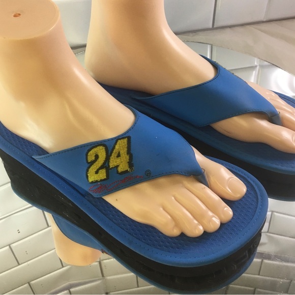 Jeff Gordon Womens Flip Flop Sandals Shoes Blue 7 - Picture 3 of 6